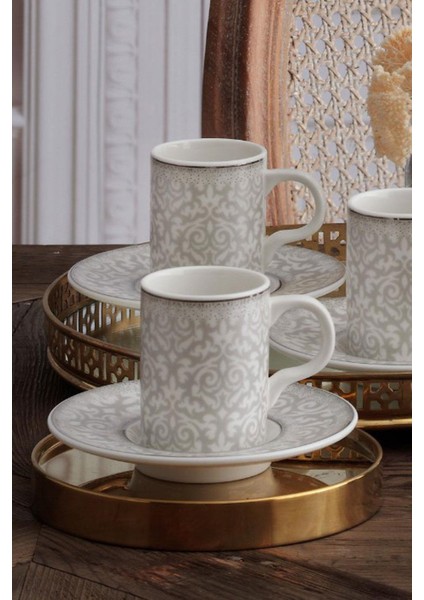 Porselen Camelia 6 Kişilik 12 Parça Kahve Fincan Takımı 100 cc