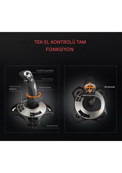 2113 Pro Uçuş Simülatör Joystick Kontrolcü Pc Uyumlu
