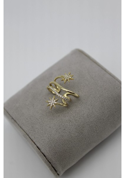 Vıp Çelik 14K Altın Kaplama Zirkon Taş Işlemeli Kuzey Yıldızı Kıkırdak Küpe fiyatları