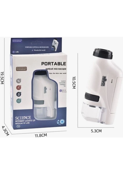 LED Işıklı Cep Mikroskobu , Çocuklar Için Mini Mikroskop