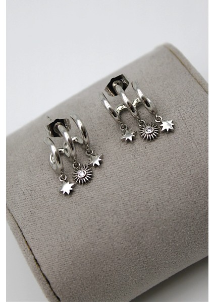 Vıp Çelik Üçlü Görünümlü Zirkon Taşlı Güneş Model Küpe fiyatları