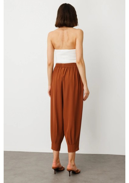 Paçası Pileli Şalvar Pantolon Mocha 54143 modelleri