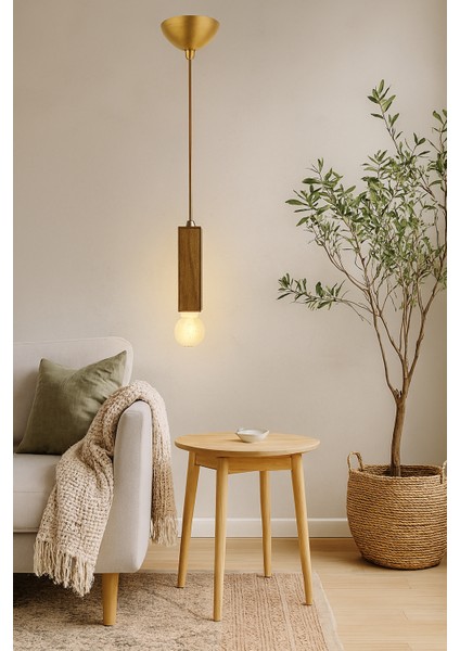 AV-1651-1E Eskitme Kaplama Modern Avize E27 Ahşap 6cm fiyatları