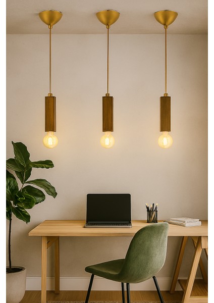 AV-1651-1E Eskitme Kaplama Modern Avize E27 Ahşap 6cm fırsatları