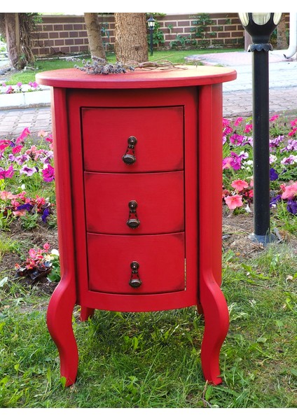 Kırmızı 3çekmece Vintage Komodin indirimleri