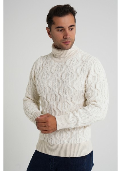 Trıst Star Erkek Balıkçı Saç Örgülü Yün Kazak TRIST-5354