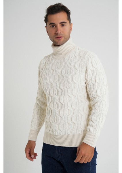 Trıst Star Erkek Balıkçı Saç Örgülü Yün Kazak TRIST-5354