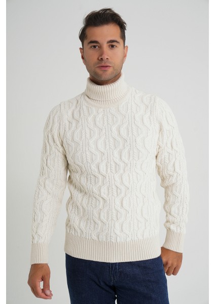 Trıst Star Erkek Balıkçı Saç Örgülü Yün Kazak TRIST-5354