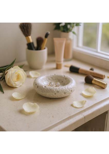 Ay Taşı Görünümlü Dekoratif Kase- Sedef 12X 7 cm Tabak