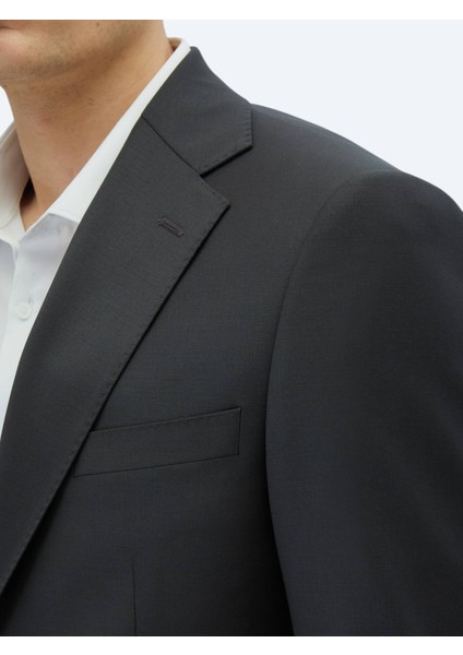 Antrasit Düz Modern Fit Yün Karışımlı Takım Elbise fırsatları
