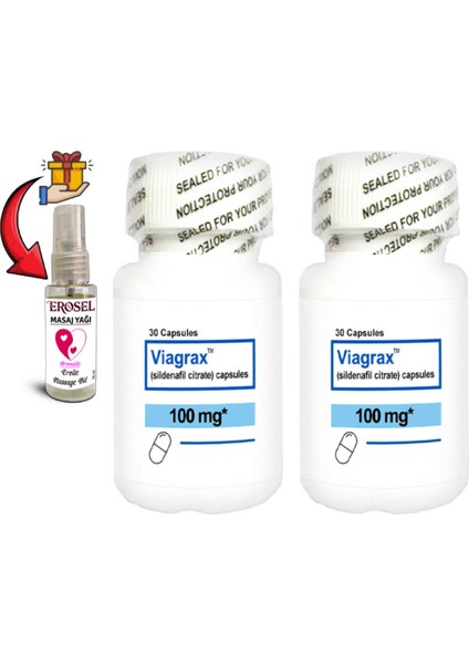 : Viagrax 2 Adet Erkeklerin Performanslarına Özel 30LU +Erosel Erotikmasaj Yağı Hediye