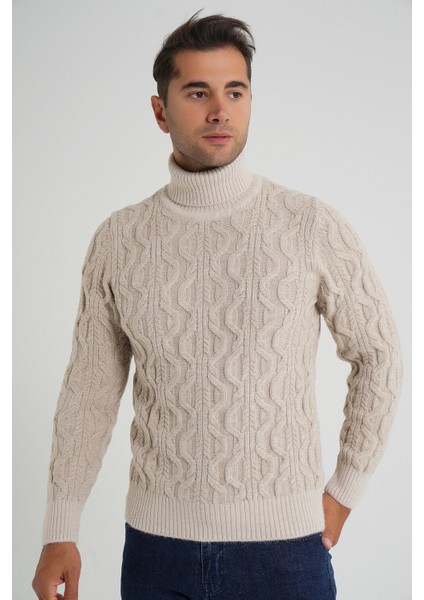 Trıst Star Erkek Balıkçı Saç Örgülü Yün Kazak TRIST-5354