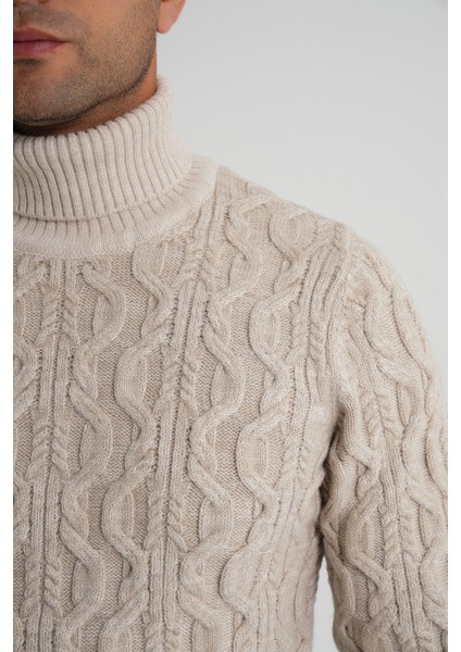 Trıst Star Erkek Balıkçı Saç Örgülü Yün Kazak TRIST-5354