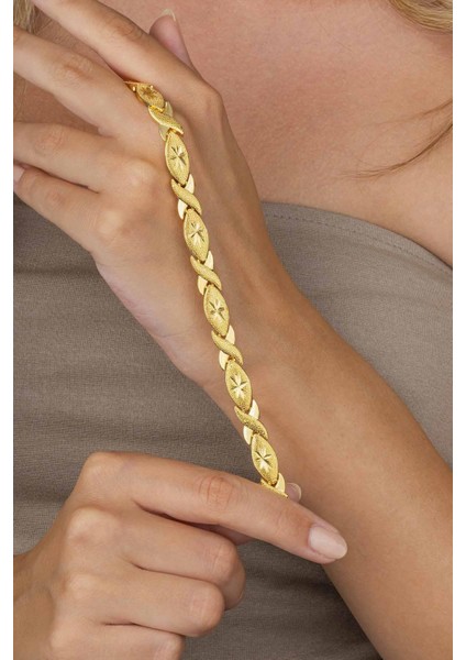 Yıldız Işlemeli Altın Kaplama Çelik Kadın Bileklik fiyatları