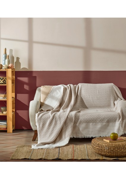 Trio Natural Keten Koltuk Örtüsü - Şalı