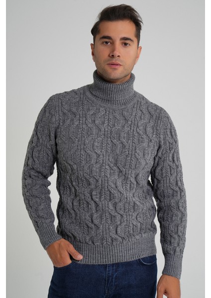 Trıst Star Erkek Balıkçı Saç Örgülü Yün Kazak TRIST-5354