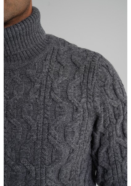 Trıst Star Erkek Balıkçı Saç Örgülü Yün Kazak TRIST-5354