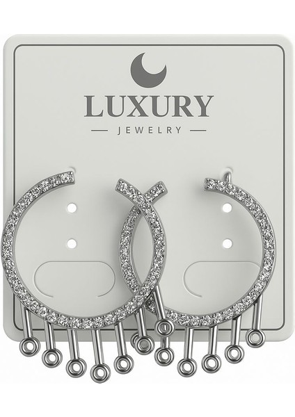 Taşla Süslenmiş ve Damla Detaylı Metalik Renkli Çelik Halka Küpe