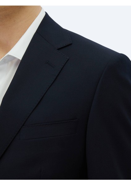 Lacivert Desenli Modern Fit Yün Karışımlı Takım Elbise fırsatları