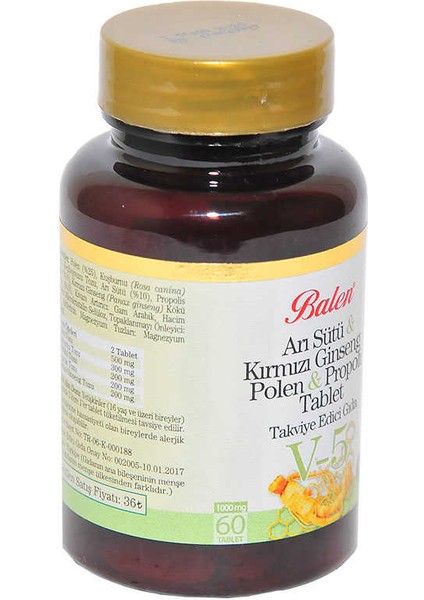 Arı Sütü &amp; Kırmızı Ginseng &amp; Polen &amp; Propolis 60 Tablet fiyatları