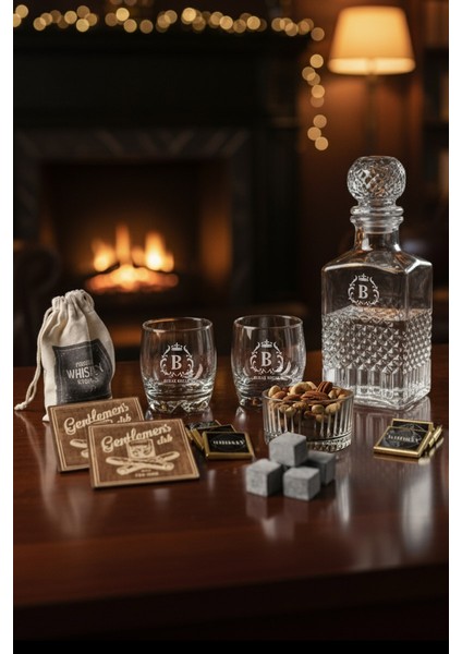 Romantik Yıl Dönümü Hediye Premium Isme Yazılı Viski Bardağı ve Şişesi Seti – Adora Edinburgh Malt