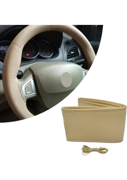 95 cm Bej Dikmeli Direksiyon Kılıfı