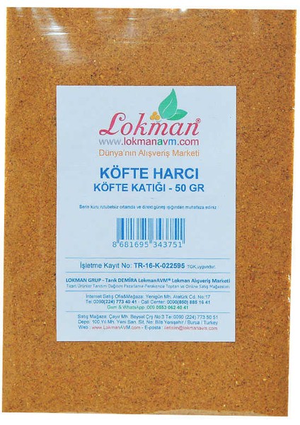 Köfte Harcı Baharat Karışımı 50 gr Paket fiyatları