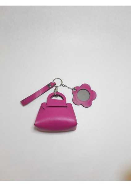 Hakiki Deri Şekilli Anahtarlık & Ayna | Mini Kulaklık Kılıfı | Sevimli Çanta Charmı