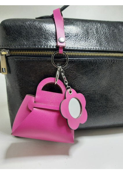 Hakiki Deri Şekilli Anahtarlık & Ayna | Mini Kulaklık Kılıfı | Sevimli Çanta Charmı fiyatları