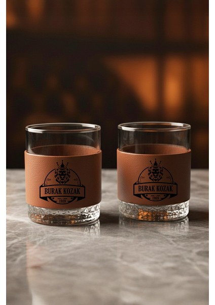 Kişiye Özel Viski Gift Set – Deri Kaplı Bardak & Şişe – Los Angeles Malt modelleri