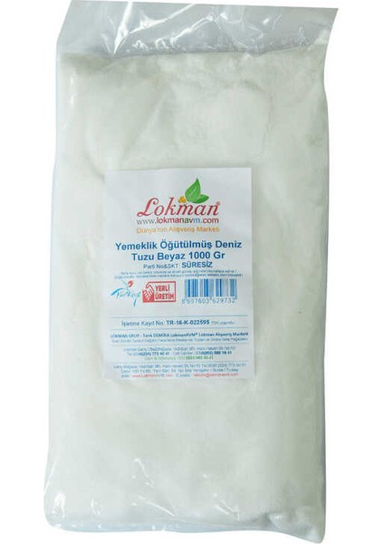 Yemeklik Öğütülmüş Deniz Tuzu Beyaz 1000 gr indirimleri