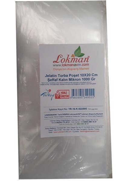 Jelatin Torba Poşet 10X20 cm Şeffaf Kalın Mikron 1000 gr 1 Paket
