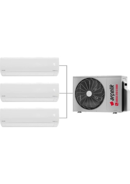 A++ 9000 Btu + 9000 Btu + 12000 Btu Iç Ünite (1 Adet Dış Ünite = 3 Adet Iç Ünite) 18000 Btu Multi Klima