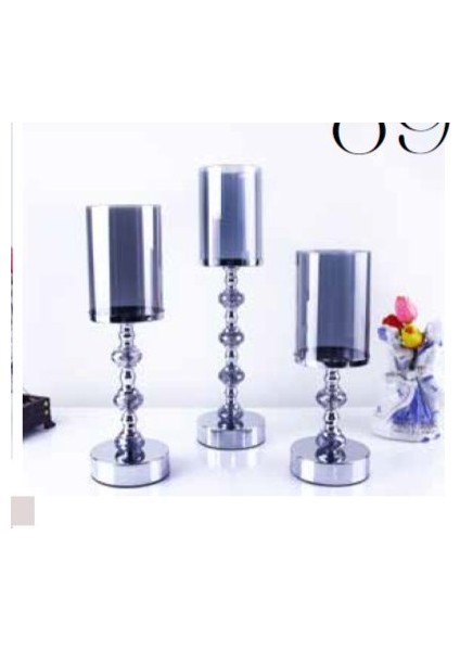 Mim Gümüş Metal Tabanlı Şamdan