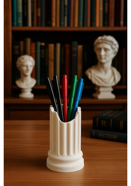 Roma Sütunu Tasarımlı Dekoratif Kalemlik Antik Kolon Şeklinde Masaüstü Organizer