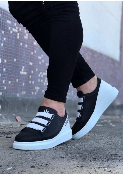 Siyah Beyaz Kalın Taban Casual Erkek Ayakkabı modelleri