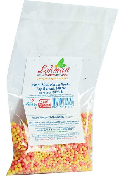 Pasta Süsü Boncuk Granül Şekeri Karışık Renk 100 gr Paket fırsatları