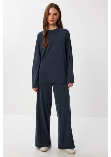 Basic Yumuşak Modal Alt-Üst Takım LUB0244 Antrasit