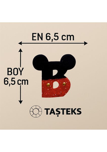 Taşlı Ütülenebilen Veya Sticker Olarak Kullanılabilen ' Mickey B ' Harfi