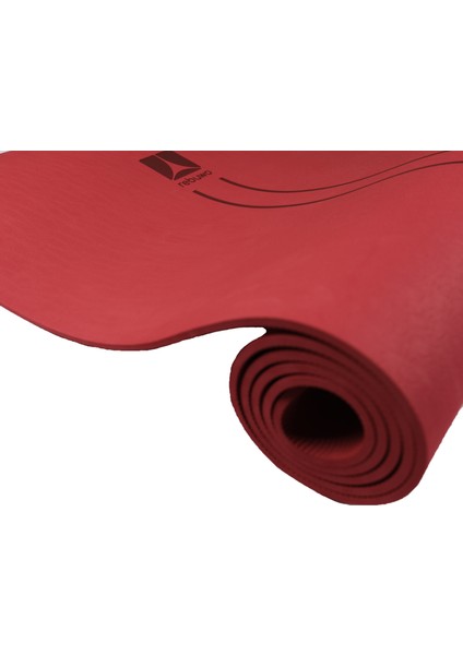 Çift Çizgi Tasarımlı Tpe Yoga Pilates Matı 6mm Kaymaz Hafif Taşınabilir - Bordo modelleri