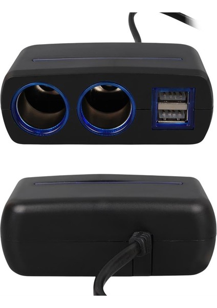 1638 12-24V Çift USB Girişli 120W 80 cm Kablolu 2'lı Araç Çakmak Çoklayıcı fırsatları