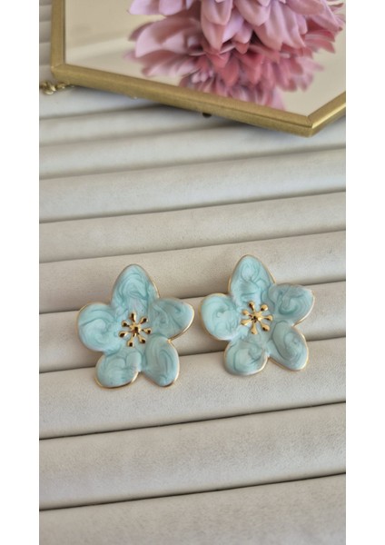 Çelik Mavi Çiçek Küpe fırsatları