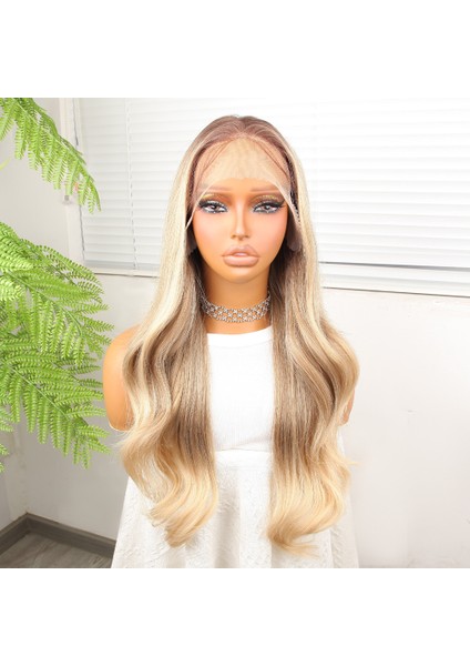 Kumral Platin Ombreli Fiber Sentetik Hafif Dalgalı Tül Peruk