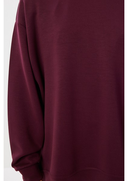 Oversize Basic Yumuşak Modal Sweatshirt LUB0249 Mürdüm indirimleri