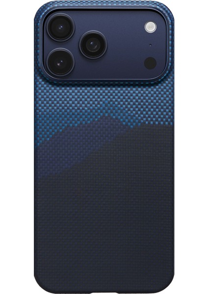 iPhone 17 Pro Kılıf M-Safeli Aramid Fiber Pitaka Tactile Woven Starpeak Serisi Over The Horizon Mavi