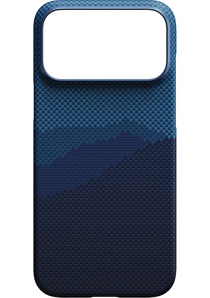 iPhone 17 Pro Kılıf M-Safeli Aramid Fiber Pitaka Tactile Woven Starpeak Serisi Over The Horizon Mavi modelleri