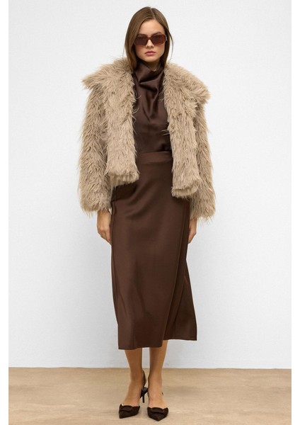 Oversize Uzun Tüylü Suni Kürk Ceket Taş 1011 modelleri