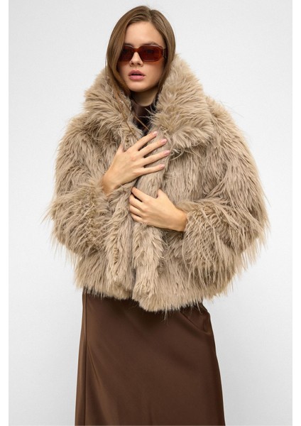 Oversize Uzun Tüylü Suni Kürk Ceket Taş 1011 indirimleri