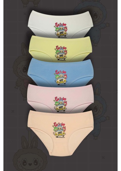 5'li Kız Çocuk Anime Baskılı Pamuklu Slip Külot