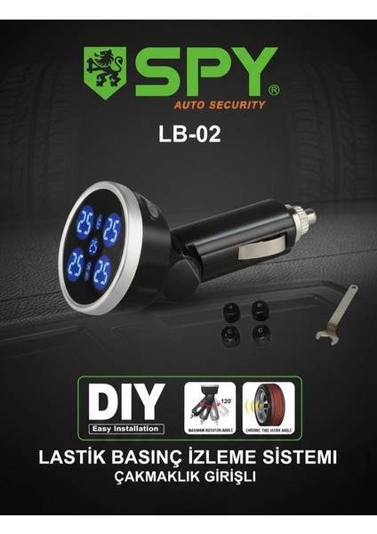 Spy Çakmaklık Tpms – Mavi LED Ekranlı Lastik Basınç Takip Sistemi fiyatları
